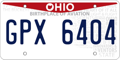 OH license plate GPX6404