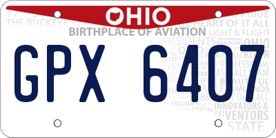 OH license plate GPX6407