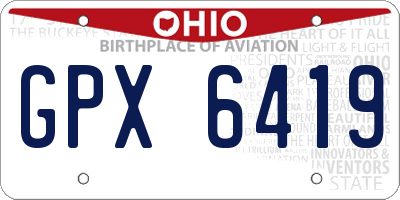 OH license plate GPX6419
