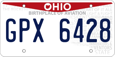 OH license plate GPX6428
