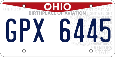 OH license plate GPX6445