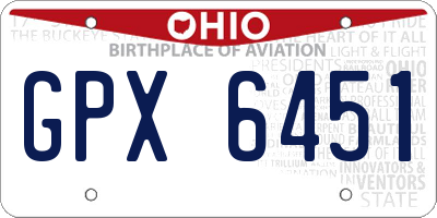 OH license plate GPX6451