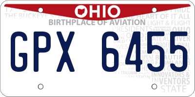OH license plate GPX6455