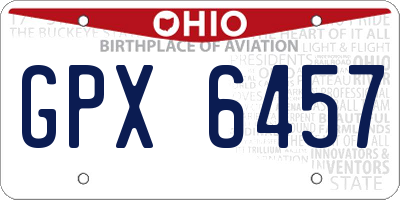 OH license plate GPX6457