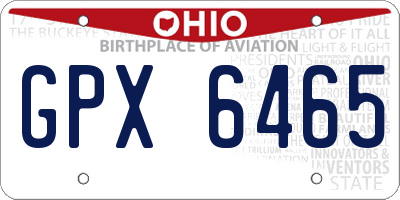 OH license plate GPX6465