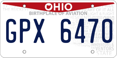 OH license plate GPX6470