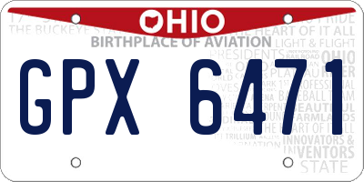 OH license plate GPX6471