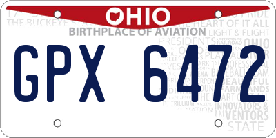 OH license plate GPX6472