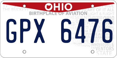 OH license plate GPX6476