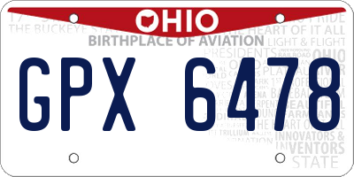 OH license plate GPX6478