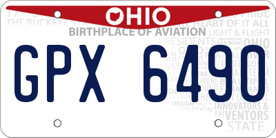 OH license plate GPX6490