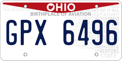 OH license plate GPX6496