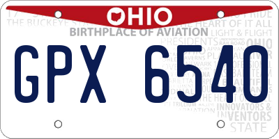 OH license plate GPX6540