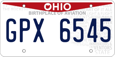 OH license plate GPX6545