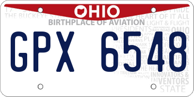 OH license plate GPX6548