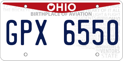 OH license plate GPX6550