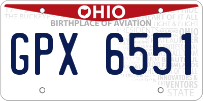 OH license plate GPX6551