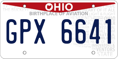 OH license plate GPX6641