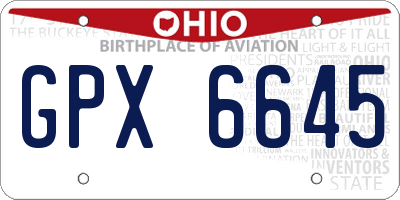 OH license plate GPX6645