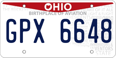 OH license plate GPX6648