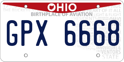 OH license plate GPX6668