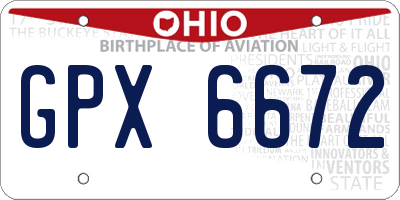 OH license plate GPX6672