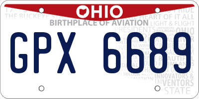 OH license plate GPX6689