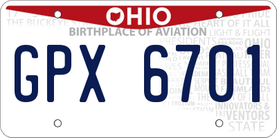 OH license plate GPX6701