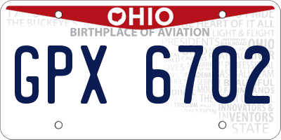 OH license plate GPX6702