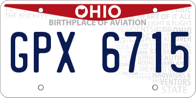 OH license plate GPX6715