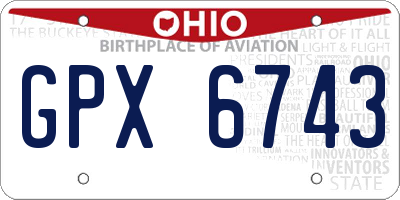 OH license plate GPX6743