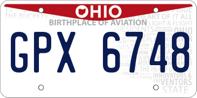 OH license plate GPX6748