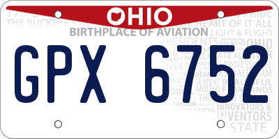 OH license plate GPX6752