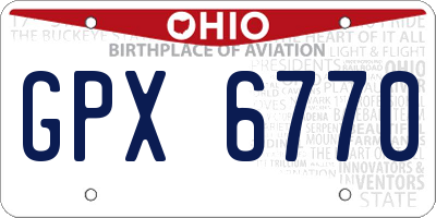 OH license plate GPX6770