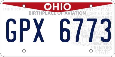 OH license plate GPX6773