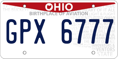 OH license plate GPX6777