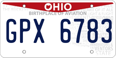 OH license plate GPX6783