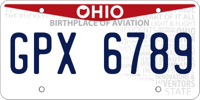 OH license plate GPX6789