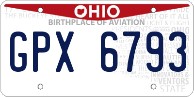 OH license plate GPX6793