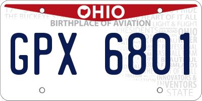 OH license plate GPX6801