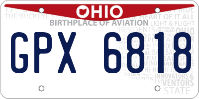 OH license plate GPX6818
