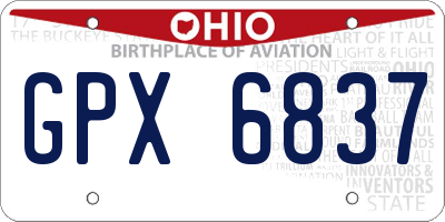 OH license plate GPX6837