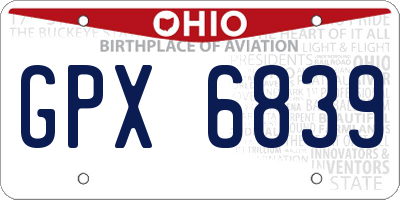 OH license plate GPX6839