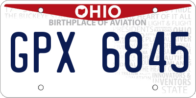 OH license plate GPX6845