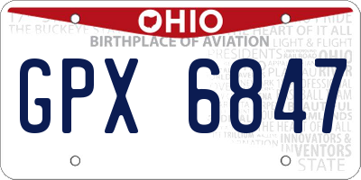 OH license plate GPX6847