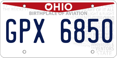 OH license plate GPX6850