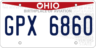 OH license plate GPX6860