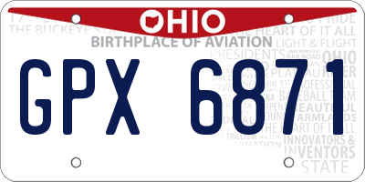 OH license plate GPX6871