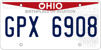 OH license plate GPX6908