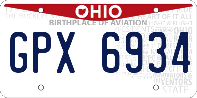 OH license plate GPX6934